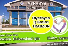 Avrasya Üniversitesi Diyetisyen Öğretim Üyesi ilanı