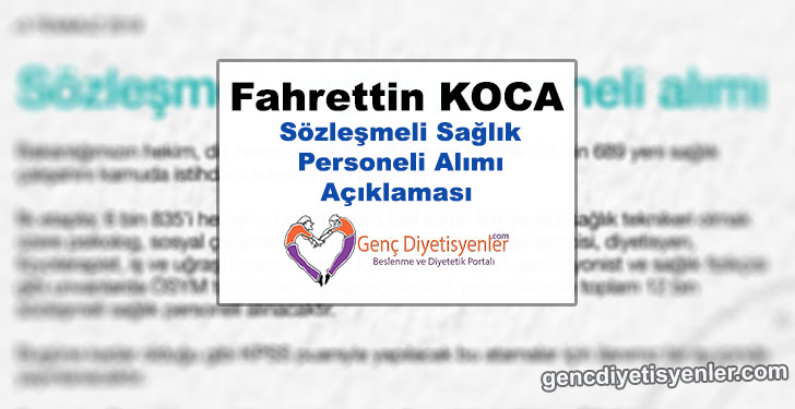 Fahrettin Koca Sözleşmeli Sağlık Personeli Alımı Açıklaması ( 5 TEMMUZ )