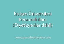 Erciyes Üniversitesi Personeli ilanı (diyetisyenler dahil)
