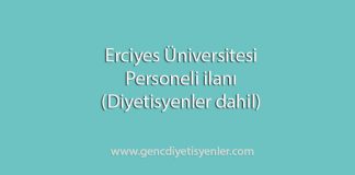 Erciyes Üniversitesi 4/B Sözleşmeli Diyetisyen alım ilanı