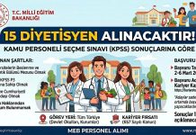 MEB 15 Diyetisyen Alımı